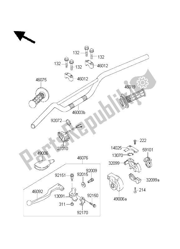 Todas as partes de Guidão do Kawasaki KX 65 2003