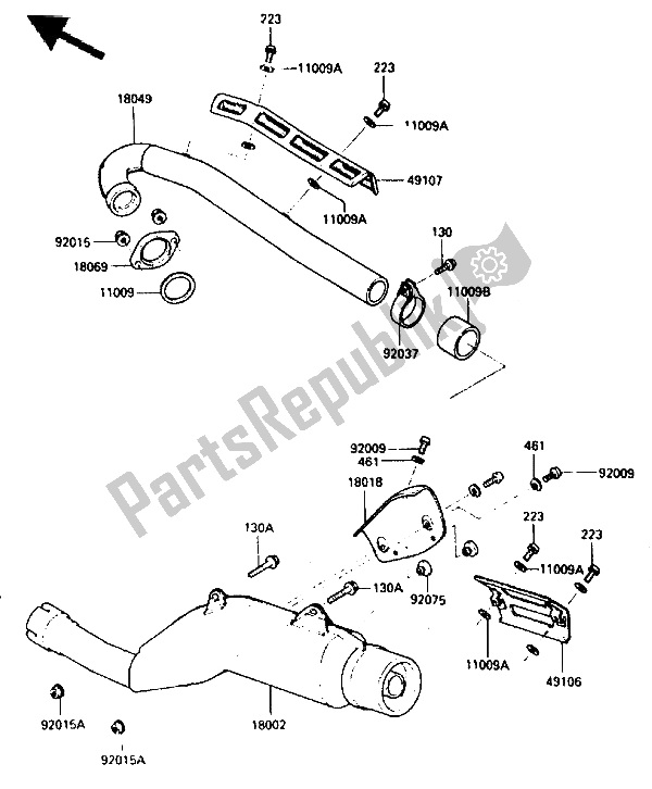 Tutte le parti per il Silenziatore del Kawasaki KLR 250 1986