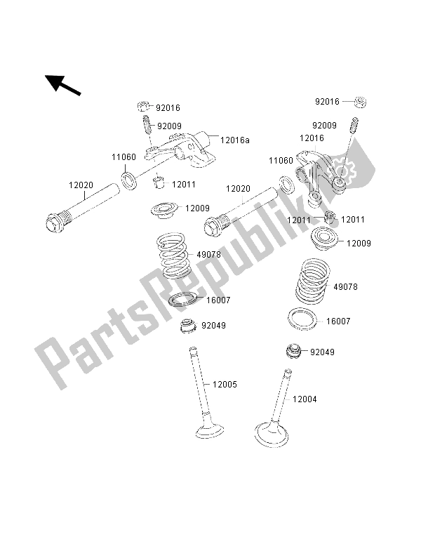 All parts for the Valve of the Kawasaki KVF 400 2002