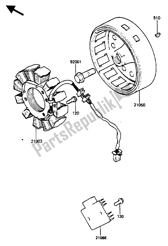 Tutte le parti per il Generatore del Kawasaki KLR 250 1986