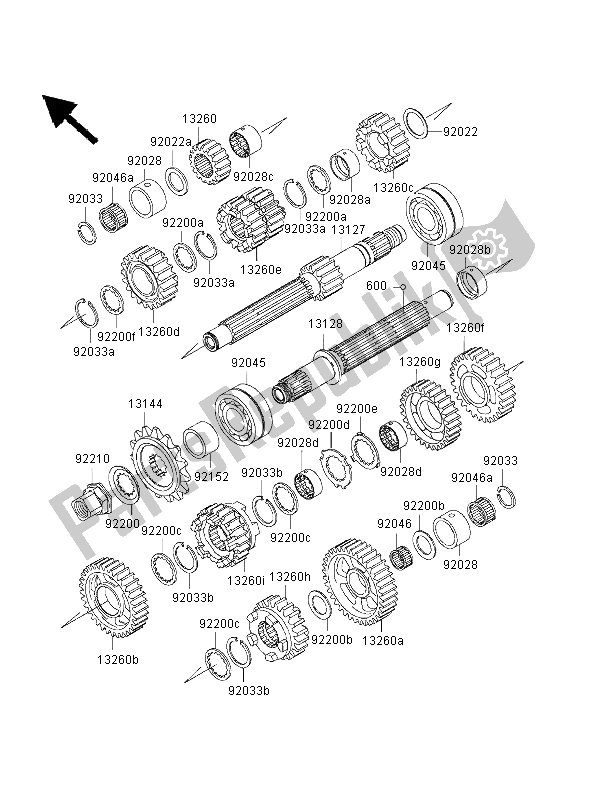 All parts for the Transmission of the Kawasaki Ninja ZX 9R 900 2000