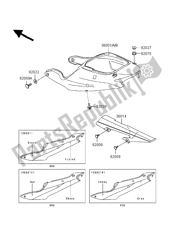 Todas las partes para Cubiertas Laterales Y Cubierta De Cadena de Kawasaki Ninja ZX 6R 600 1998