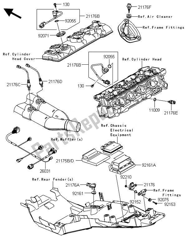 Alle onderdelen voor de Brandstof Injectie van de Kawasaki 1400 GTR ABS 2014