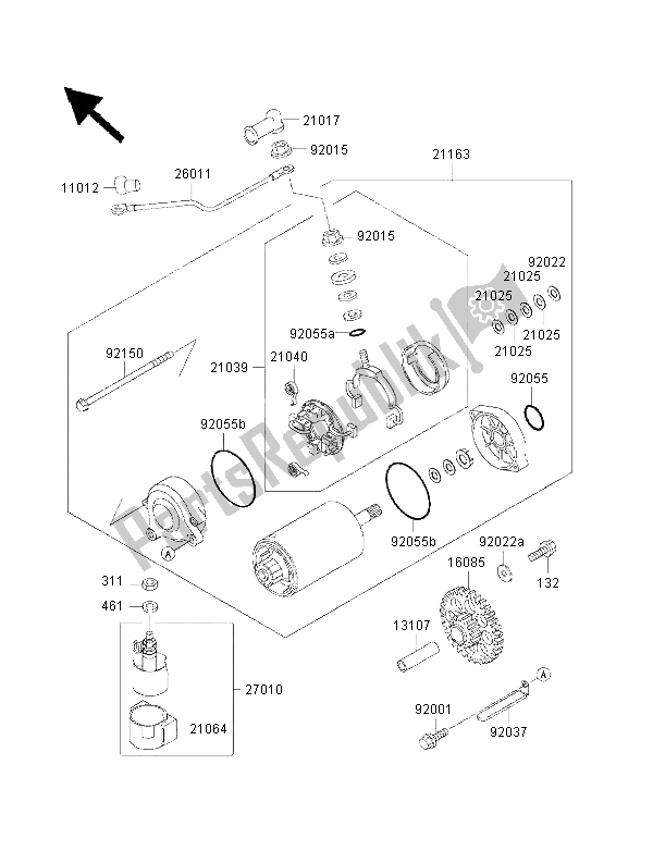 All parts for the Starter Motor of the Kawasaki 1000 GTR 2000