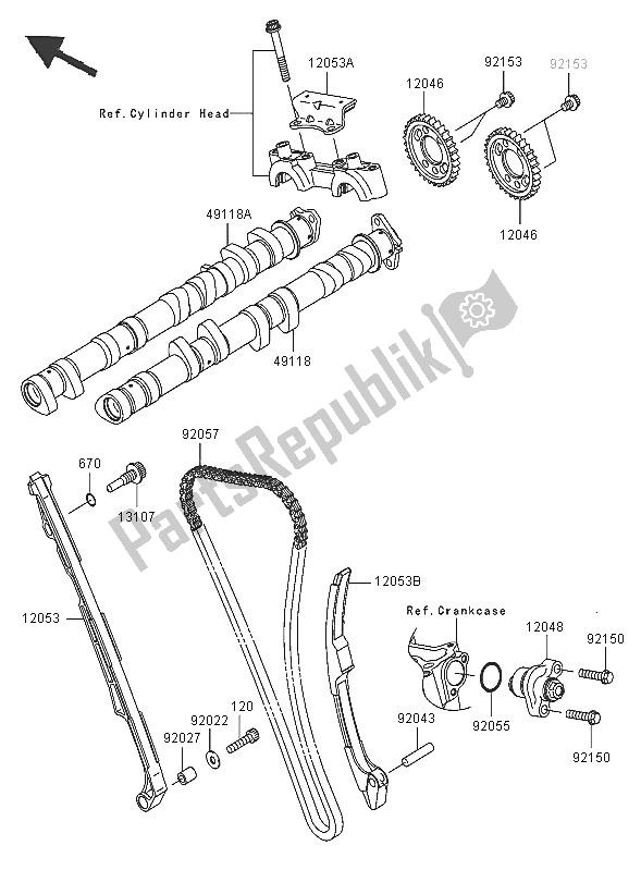 Todas las partes para árbol De Levas Y Tensor de Kawasaki Ninja ZX 10R 1000 2005