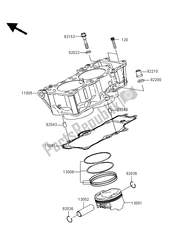 All parts for the Cylinder Piston of the Kawasaki Versys 650 2007