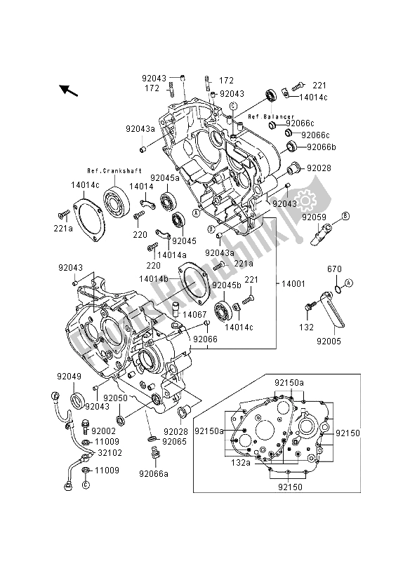 Tutte le parti per il Carter del Kawasaki KLR 650 1997