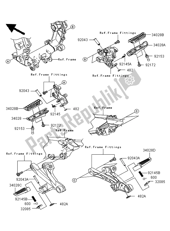 All parts for the Footrests of the Kawasaki ZZR 1400 2007