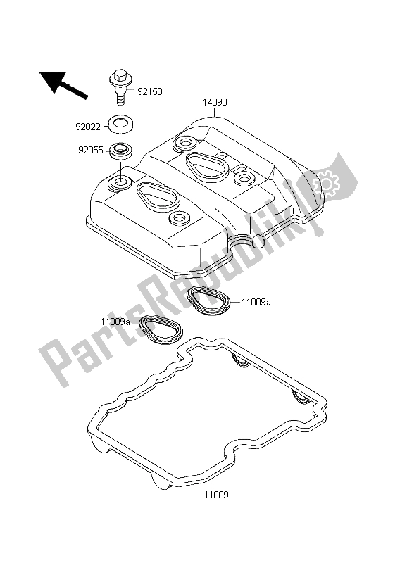 All parts for the Cylinder Head Cover of the Kawasaki EL 252 1999