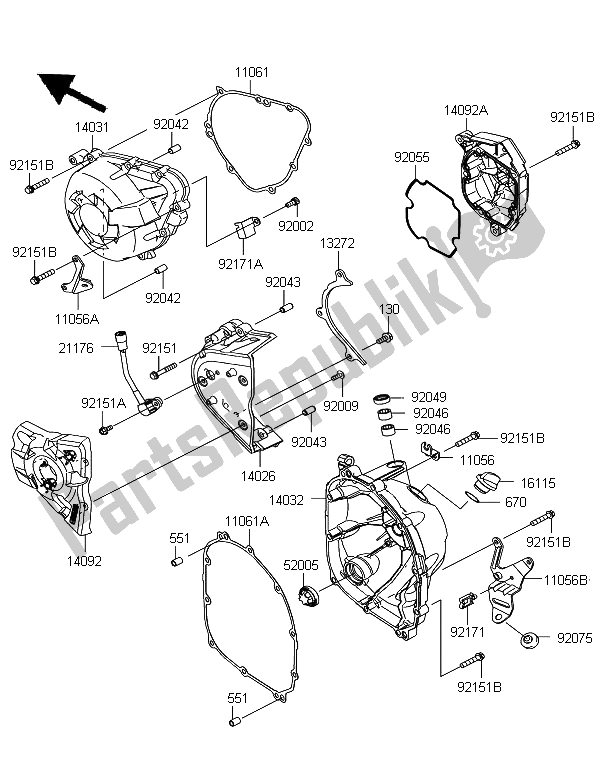 All parts for the Engine Covers of the Kawasaki Z 1000 SX 2011