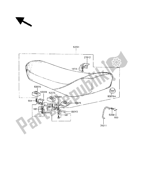 Todas las partes para Asiento de Kawasaki KE 100 1987