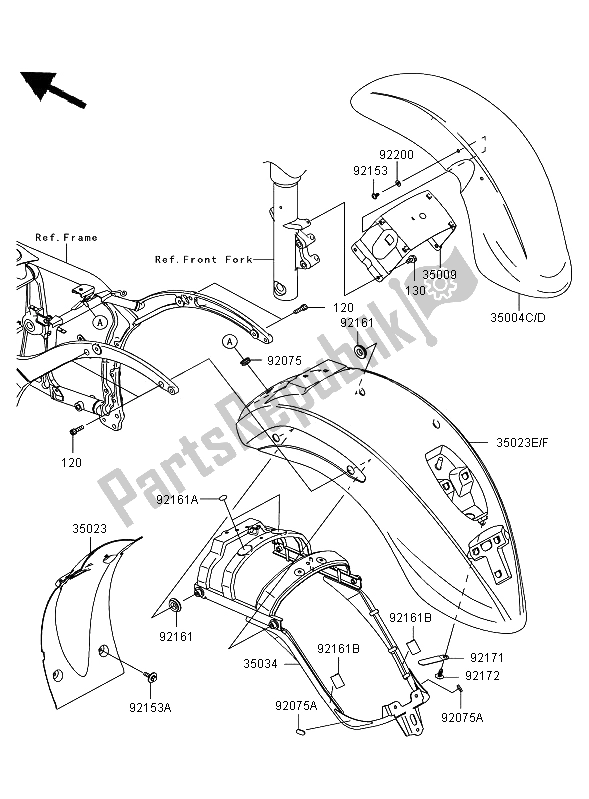 All parts for the Fenders of the Kawasaki VN 900 Classic 2009