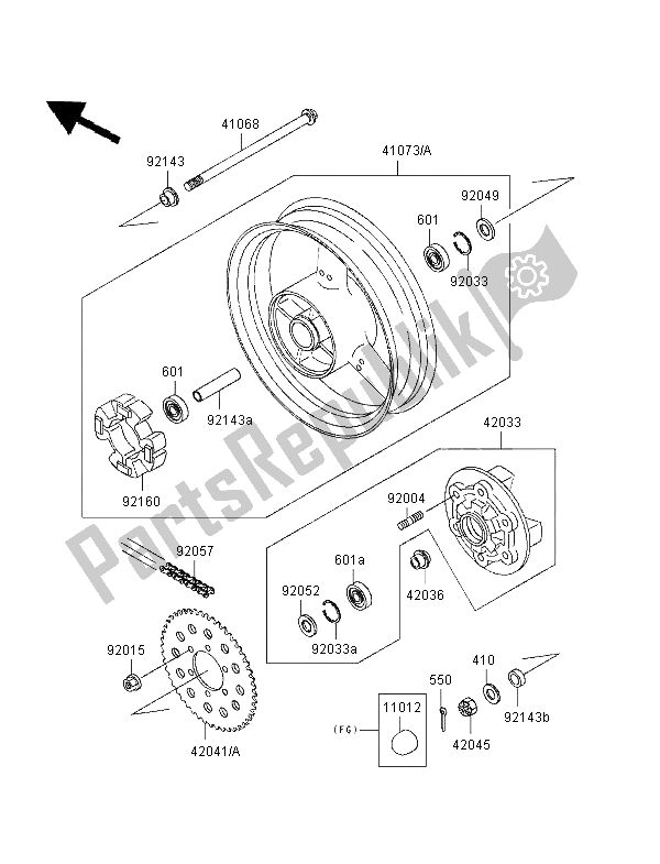 All parts for the Rear Hub of the Kawasaki ZXR 400 1997