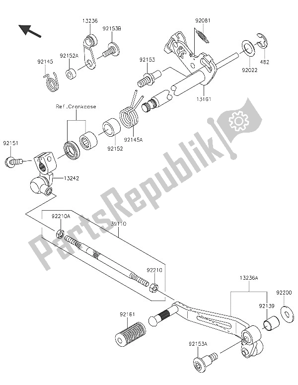 All parts for the Gear Change Mechanism of the Kawasaki Z 800 ABS 2016