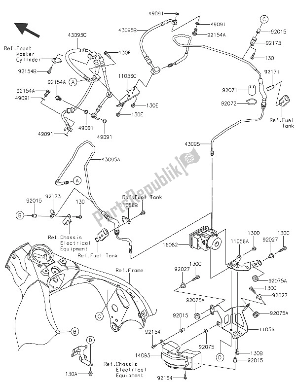 Tutte le parti per il Tubazioni Del Freno del Kawasaki Ninja ZX 10R ABS 1000 2016