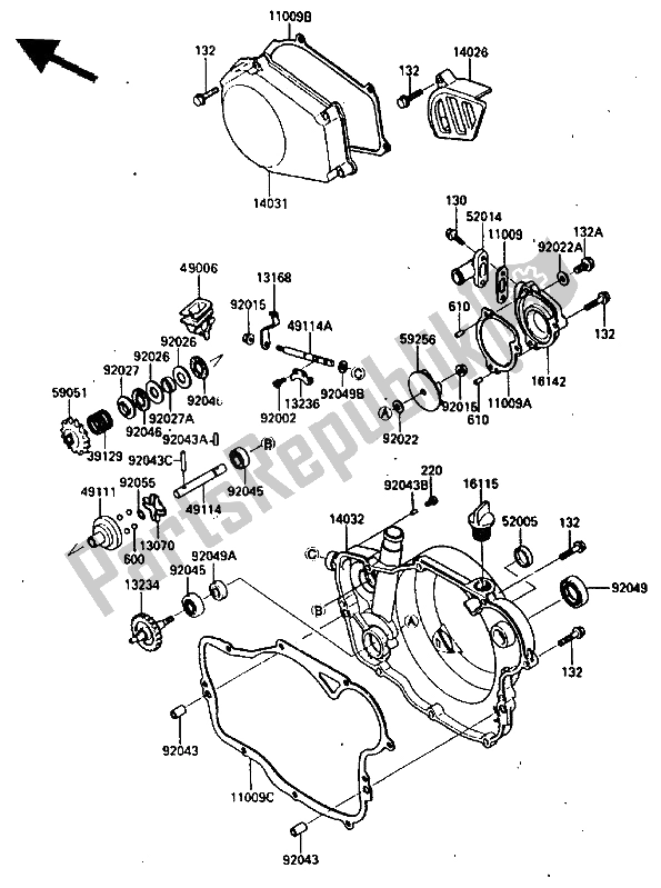 Toutes les pièces pour le Couvert De Moteur du Kawasaki KX 250 1987