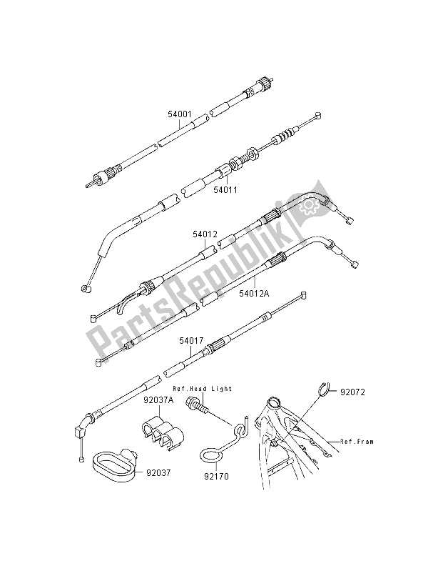 Alle onderdelen voor de Kabels van de Kawasaki Zephyr 750 1995