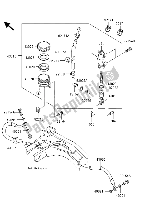 Wszystkie części do Tylny Cylinder G?ówny Kawasaki ER 6F 650 2013