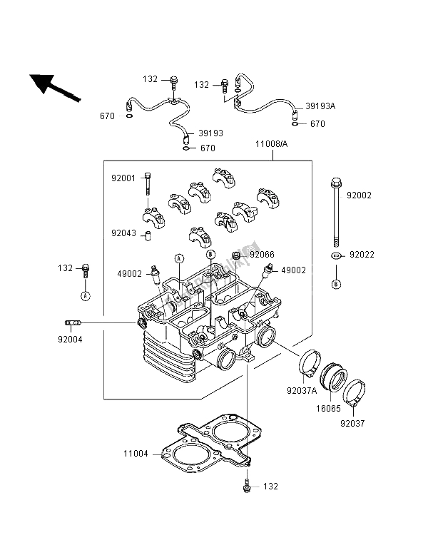 Tutte le parti per il Testata del Kawasaki ER 500 1998