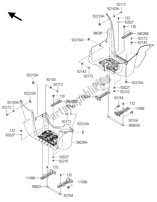 All parts for the Footrests of the Kawasaki Brute Force 750 4X4I EPS HFF 2015