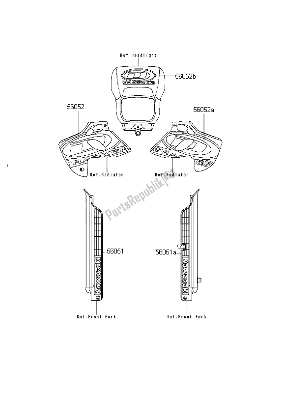 Toutes les pièces pour le Décalcomanies (vert) du Kawasaki D Tracker 125 1999