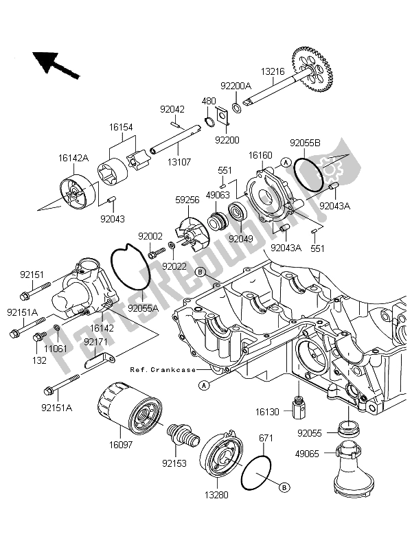 Alle onderdelen voor de Oliepomp van de Kawasaki Z 750 ABS 2012