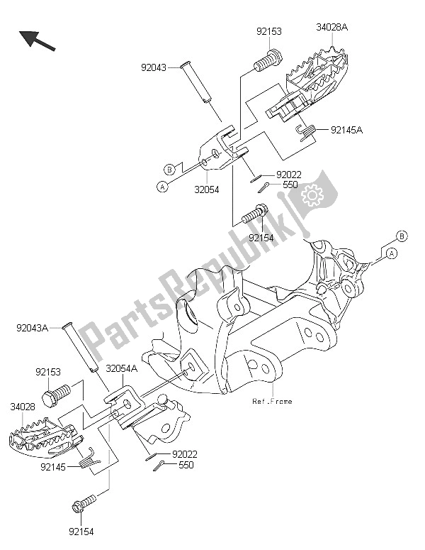 Toutes les pièces pour le Repose-pieds du Kawasaki KLX 450R 2016