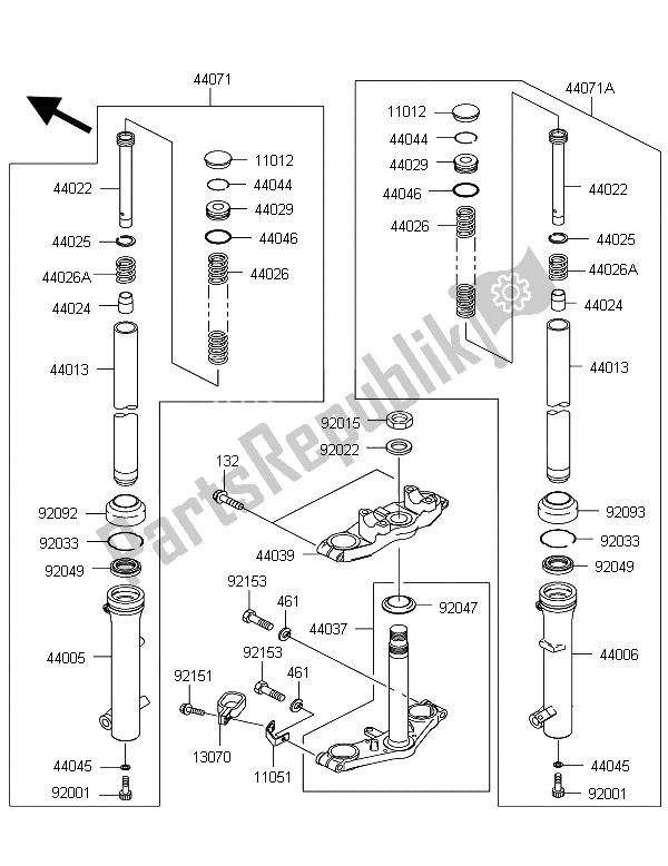 Todas las partes para Tenedor Frontal de Kawasaki KLX 110 2009