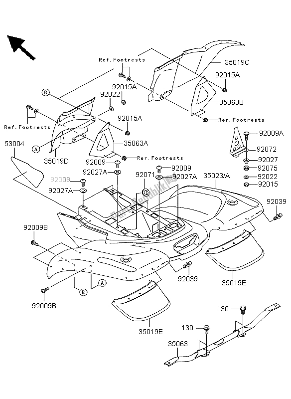 Todas las partes para Guardabarros Trasero de Kawasaki KVF 360 2004