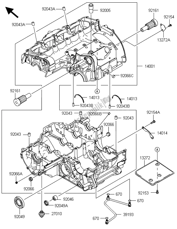 Tutte le parti per il Carter del Kawasaki Z 1000 2013