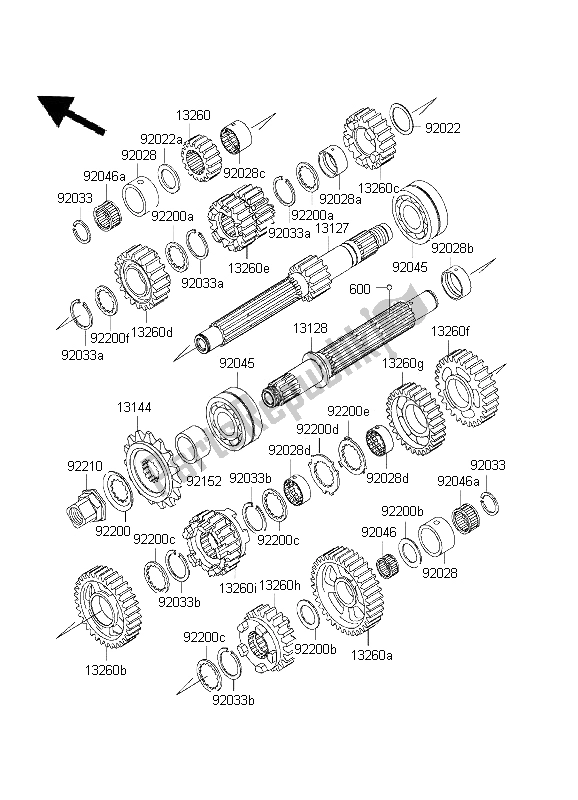 All parts for the Transmission of the Kawasaki Ninja ZX 9R 900 2001