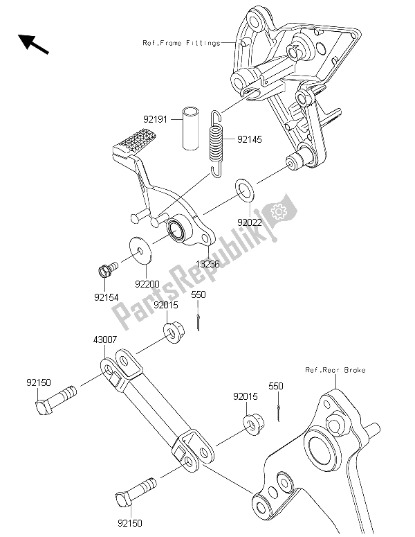 Tutte le parti per il Pedale Del Freno del Kawasaki Z 1000 ABS 2015