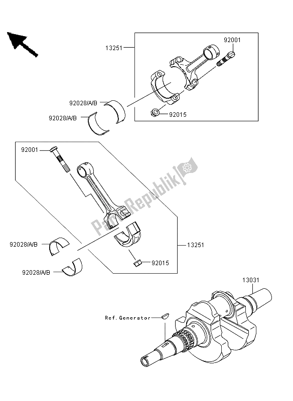 Toutes les pièces pour le Vilebrequin du Kawasaki KVF 650 4X4 2013