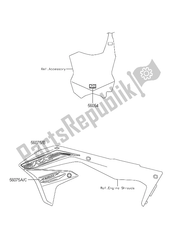 All parts for the Decals of the Kawasaki KX 450F 2016