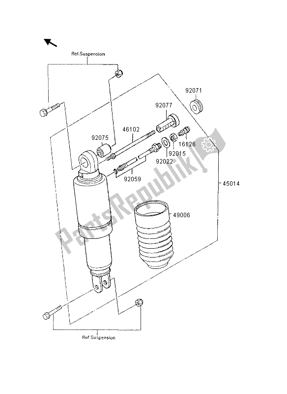 Tutte le parti per il Ammortizzatore del Kawasaki GPX 600R 1995