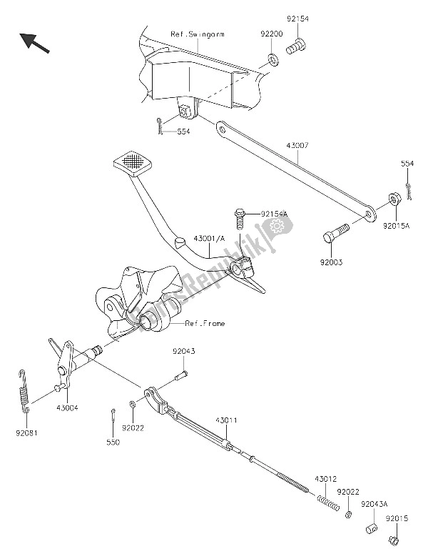 Tutte le parti per il Pedale Del Freno del Kawasaki W 800 2016