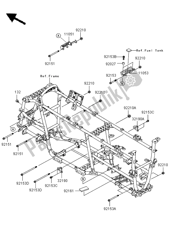 All parts for the Engine Mount of the Kawasaki KVF 750 4X4 2011