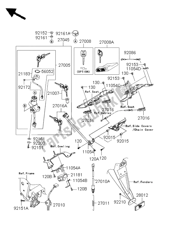 All parts for the Ignition Switch of the Kawasaki Z 1000 ABS 2007