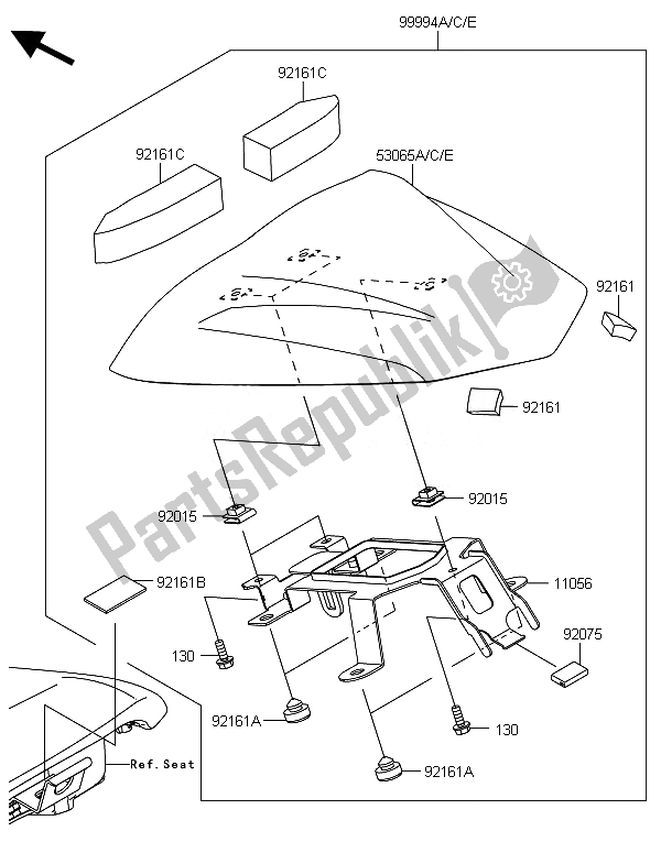 Tutte le parti per il Accessorio (coprisella Singolo) del Kawasaki ER 6F 650 2014