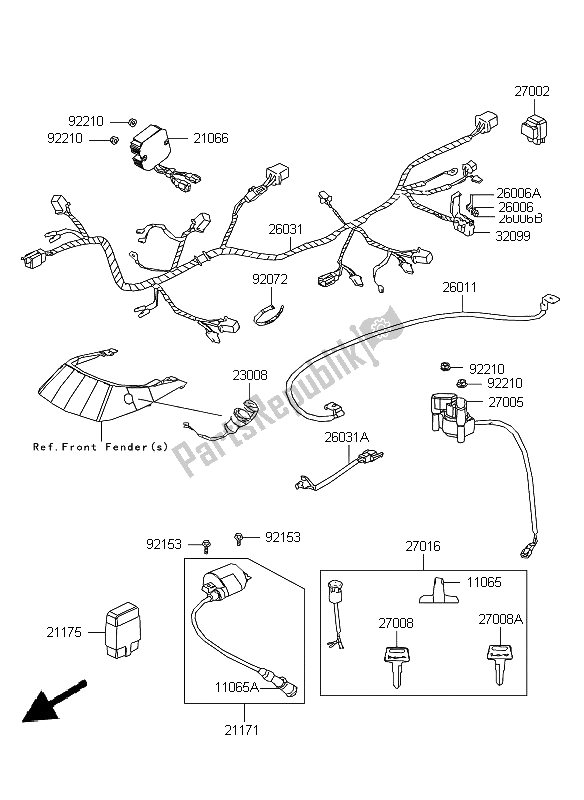 Tutte le parti per il Equipaggiamento Elettrico Del Telaio del Kawasaki KVF 300 2013