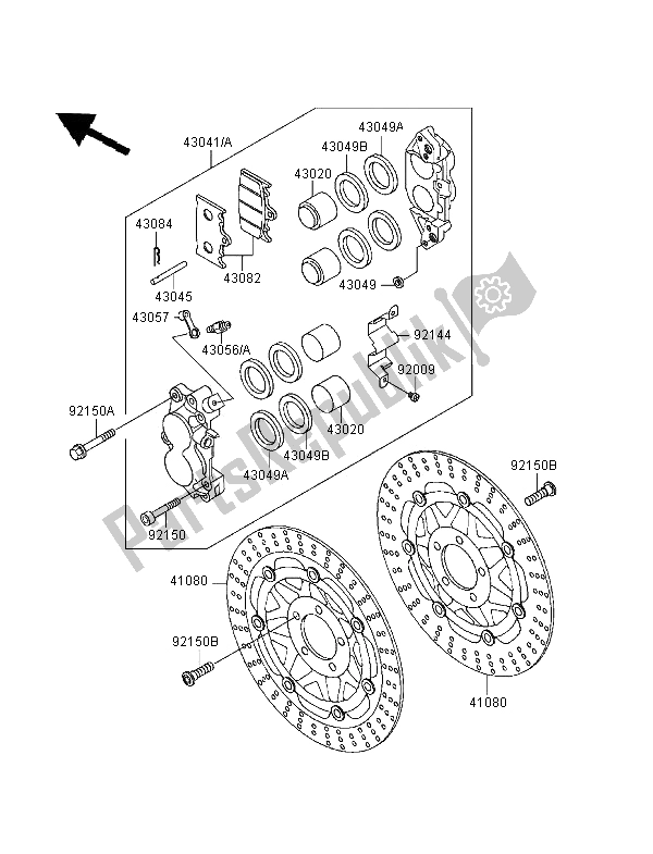 All parts for the Front Brake of the Kawasaki ZZR 600 1995