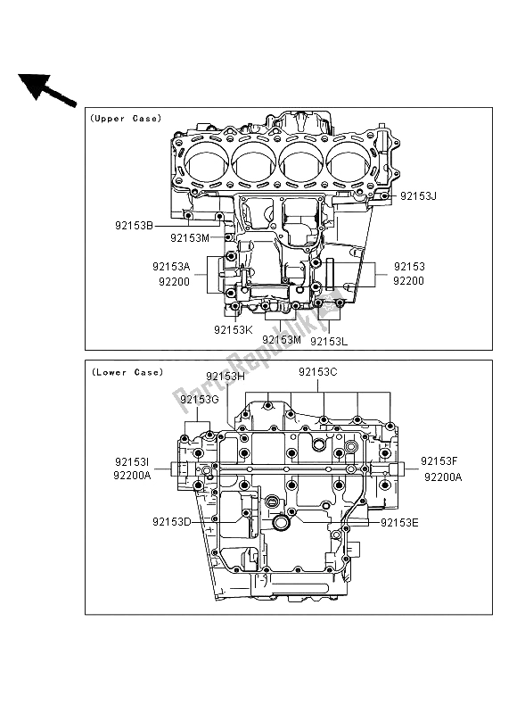 All parts for the Crankcase Bolt Pattern of the Kawasaki ZZR 1400 2006