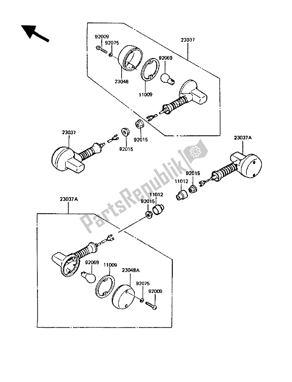 Toutes les pièces pour le Clignotants du Kawasaki KMX 125 1989
