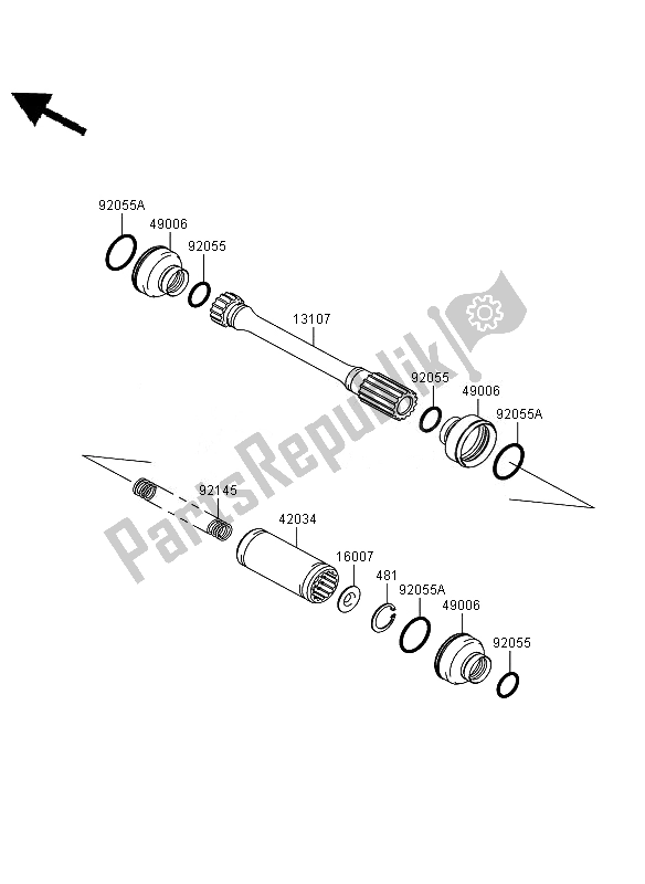 All parts for the Drive Shaft & Propeller of the Kawasaki KVF 650 4X4 2007