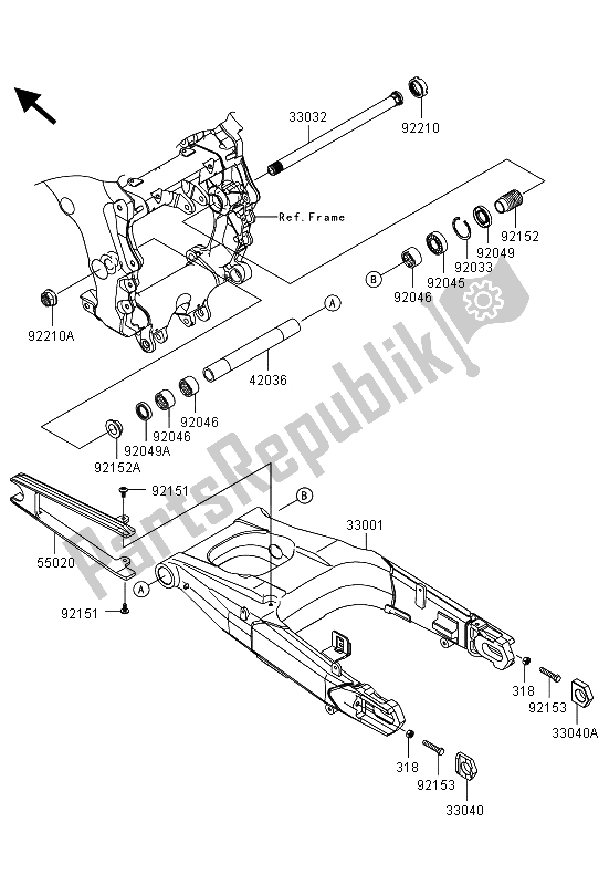 Tutte le parti per il Forcellone del Kawasaki ZZR 1400 ABS 2013