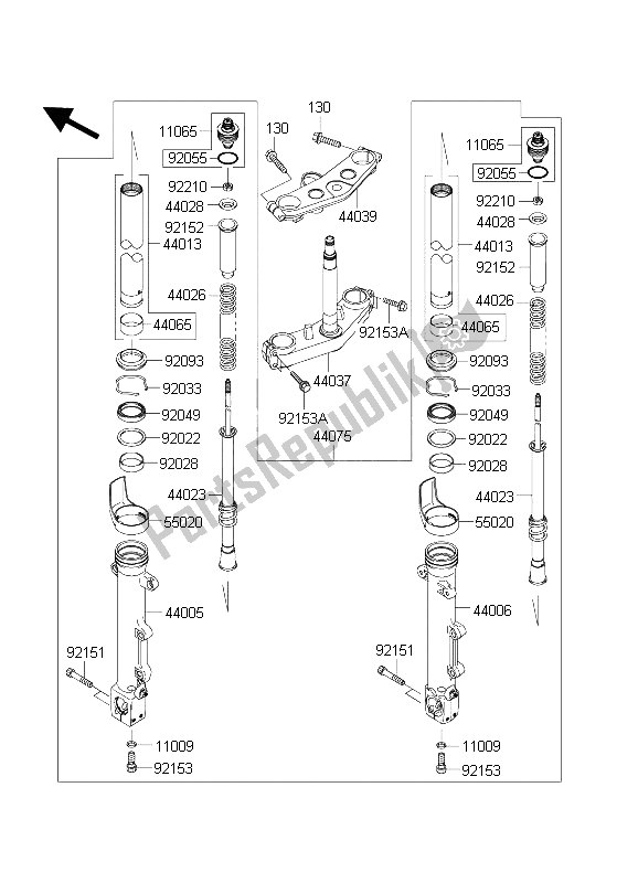 Todas as partes de Garfo Dianteiro do Kawasaki ZXR 1200S 2004