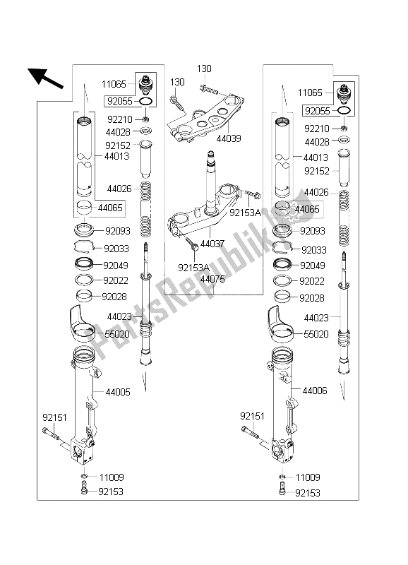 Todas as partes de Garfo Dianteiro do Kawasaki ZXR 1200S 2004