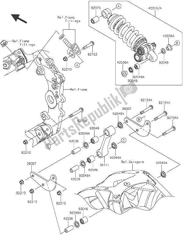 Todas las partes para Suspensión Y Amortiguador de Kawasaki Ninja ZX 10R ABS 1000 2016