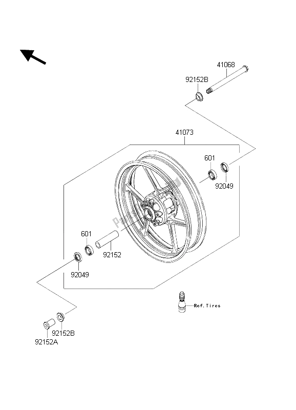 Toutes les pièces pour le Moyeu Avant du Kawasaki Ninja ZX 10 RR 1000 2004