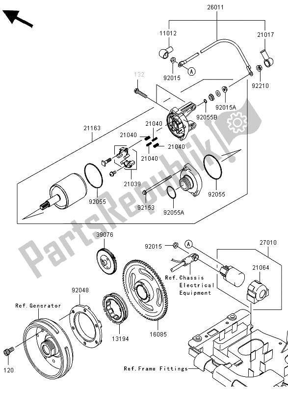All parts for the Starter Motor of the Kawasaki KVF 650 4X4 2012
